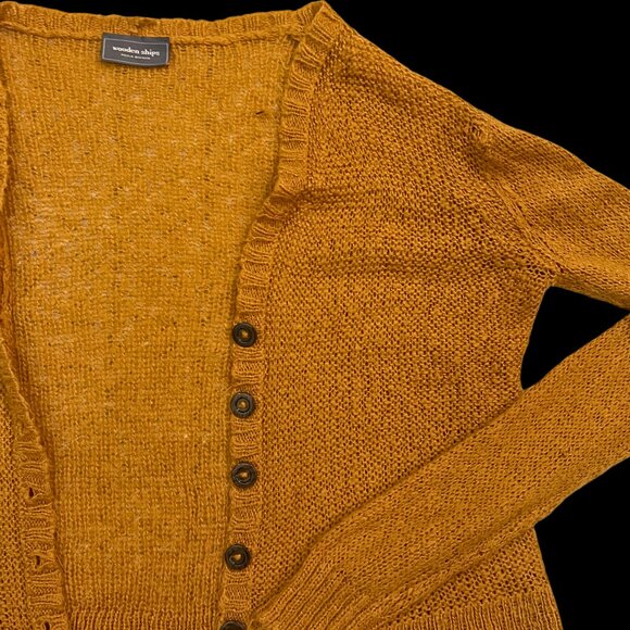 Wooden Ships Mohair & Wool Goldenrod Cardigan Sweater with Buttons Size M - Picture 3 of 7